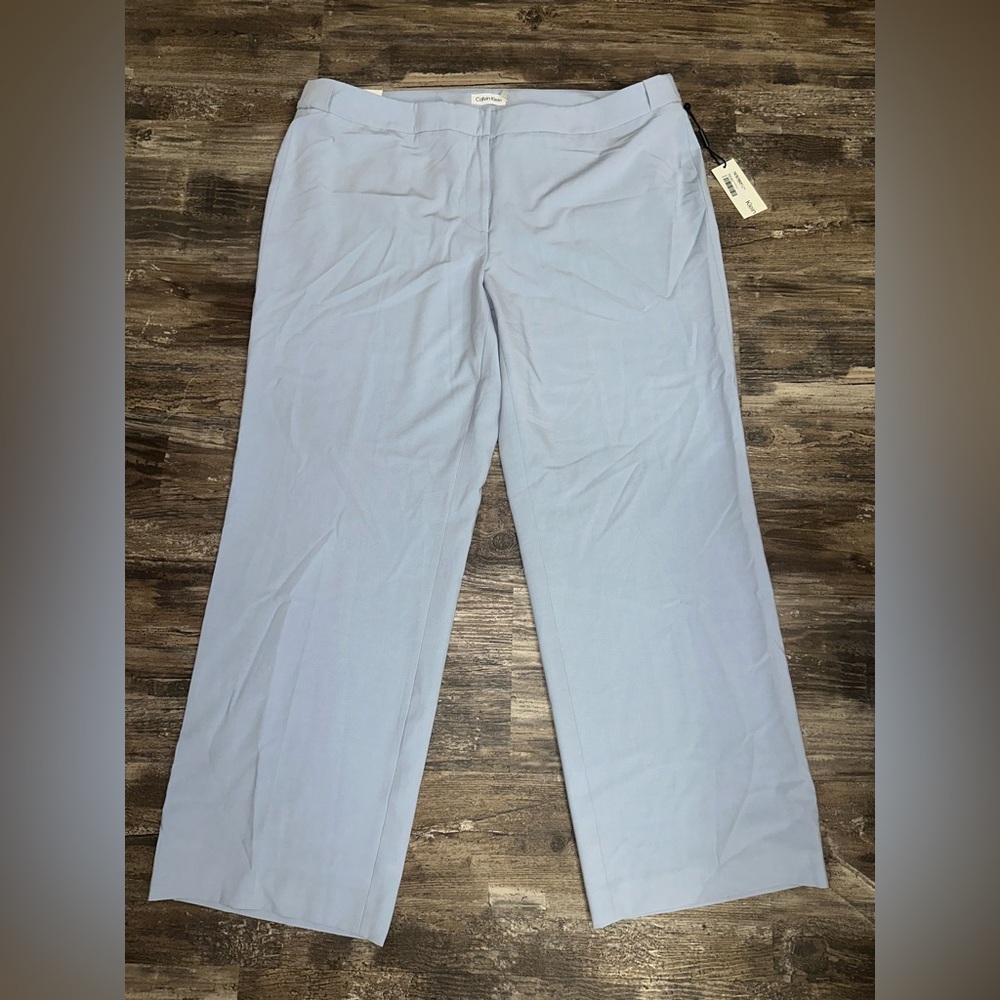 Calvin Klein Women's Sky Blue Highline Tapered Leg Ankle Suit Pants Size 18W